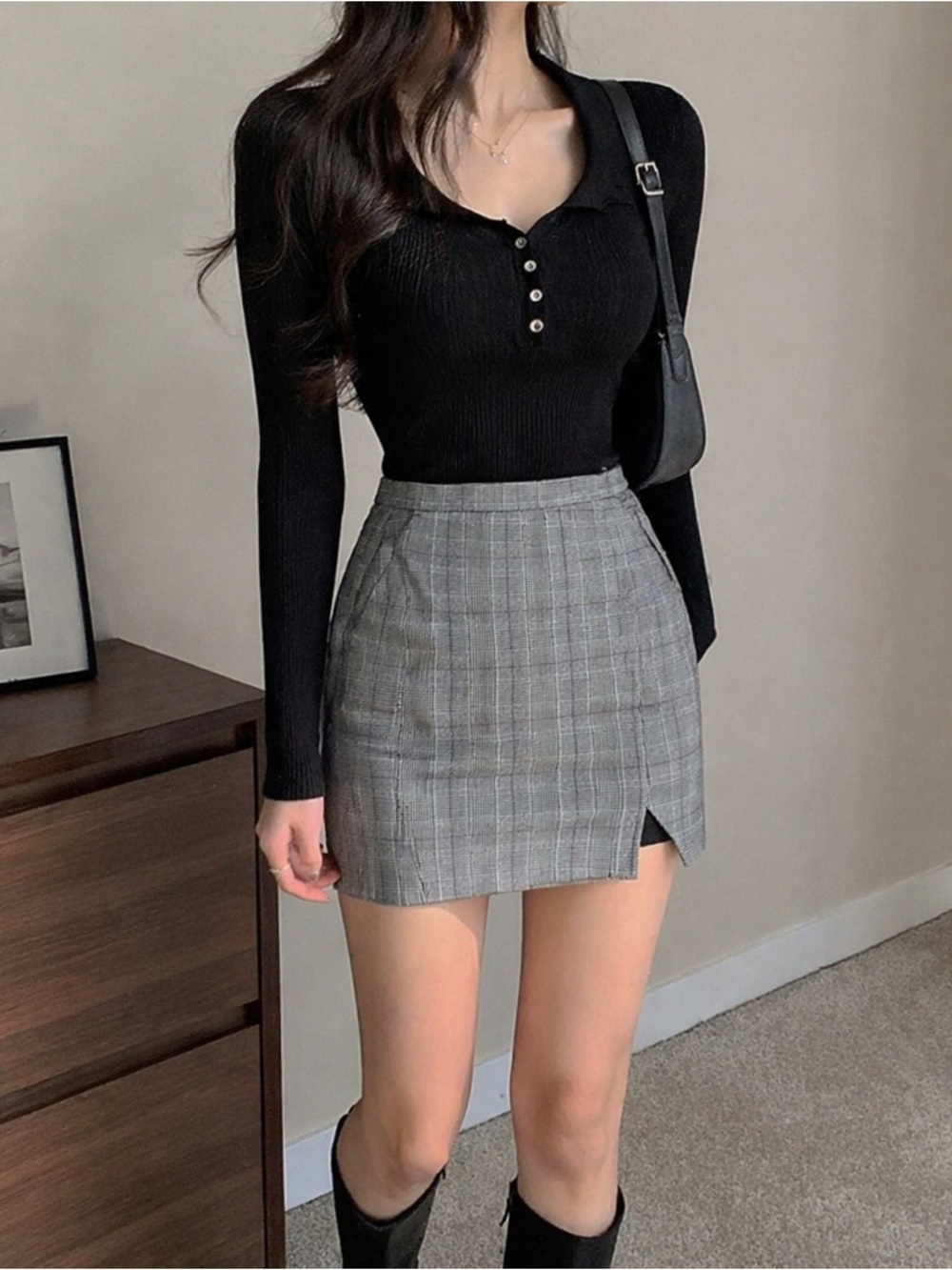 Banana Republic Plaid Mini Skirt Gray Petite 0P NWT Office Preppy